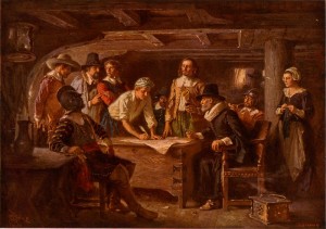 America was founded by Puritans shown here on the Mayflower